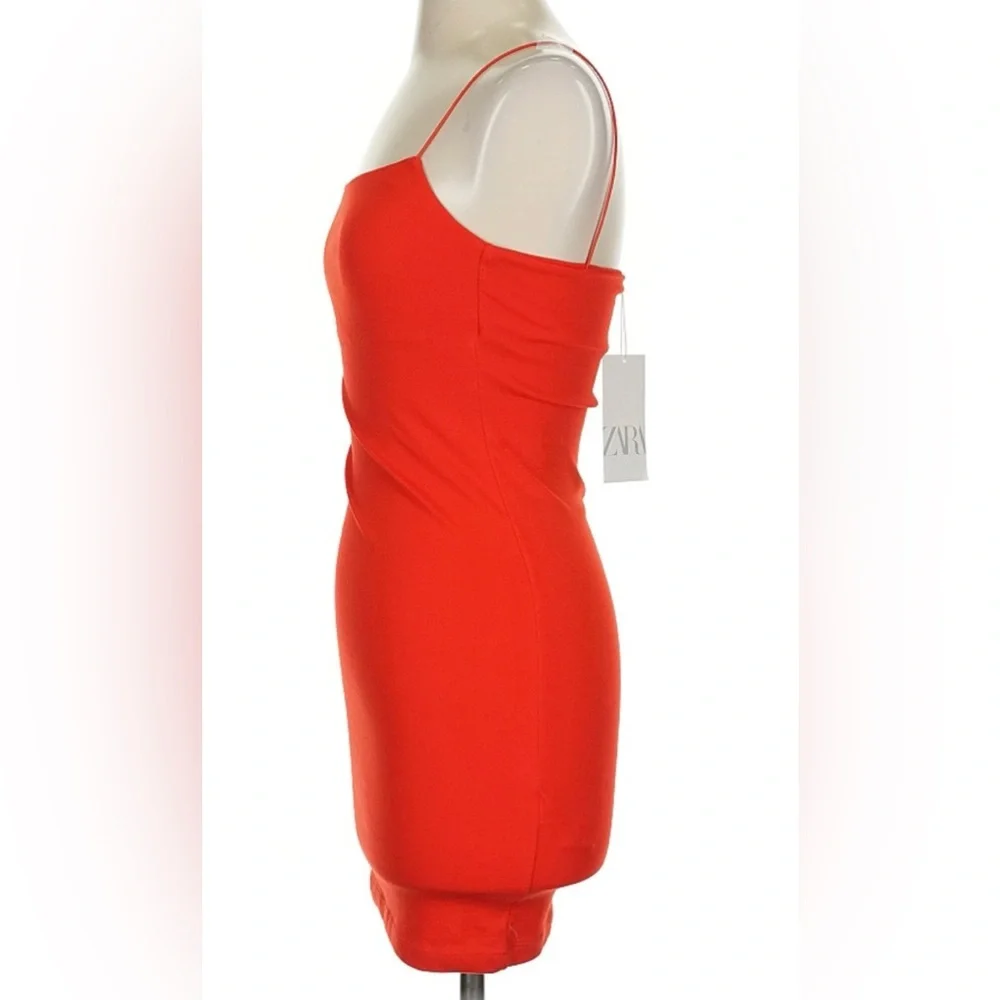 SOLD Zara Red Orange Mini Bodycon Silhouette Cocktail Dress Sz S NEW - Picture 5 of 7